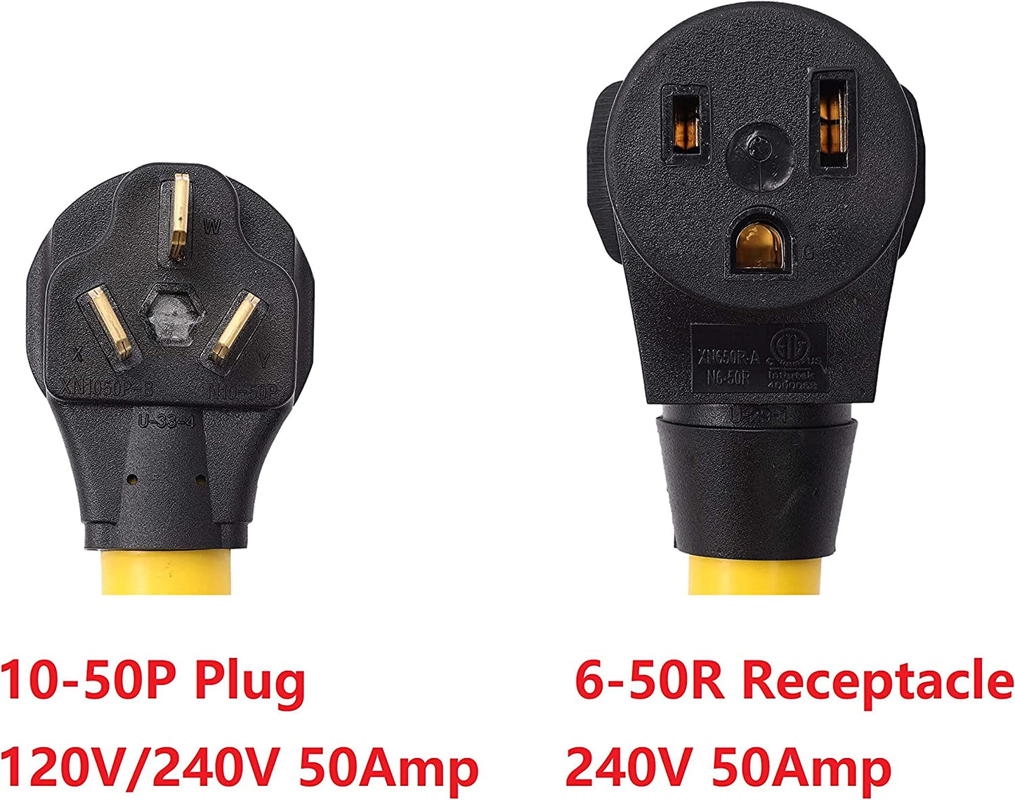 ONETAK NEMA 10-50P to 6-50R 240V 50 Amp 1.5FT STW 6AWG 3 Prong Male Plug to 3 Prong Female Receptacle Welder Welding Power Cord Adapter Adaptor