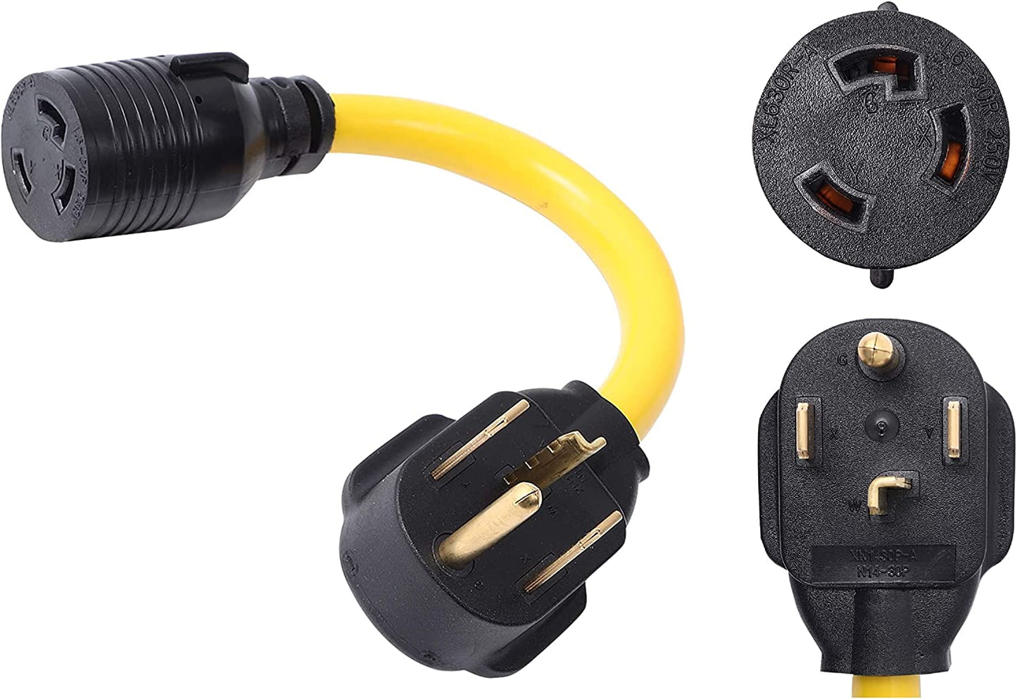 ONETAK NEMA 14-30P to L6-30R 240V 30 Amp 4 Prong Male Plug to Twist Lock 3 Prong Female Outlet Receptacle Welder Generator Dryer EV Charger Power Cord Adapter Adaptor