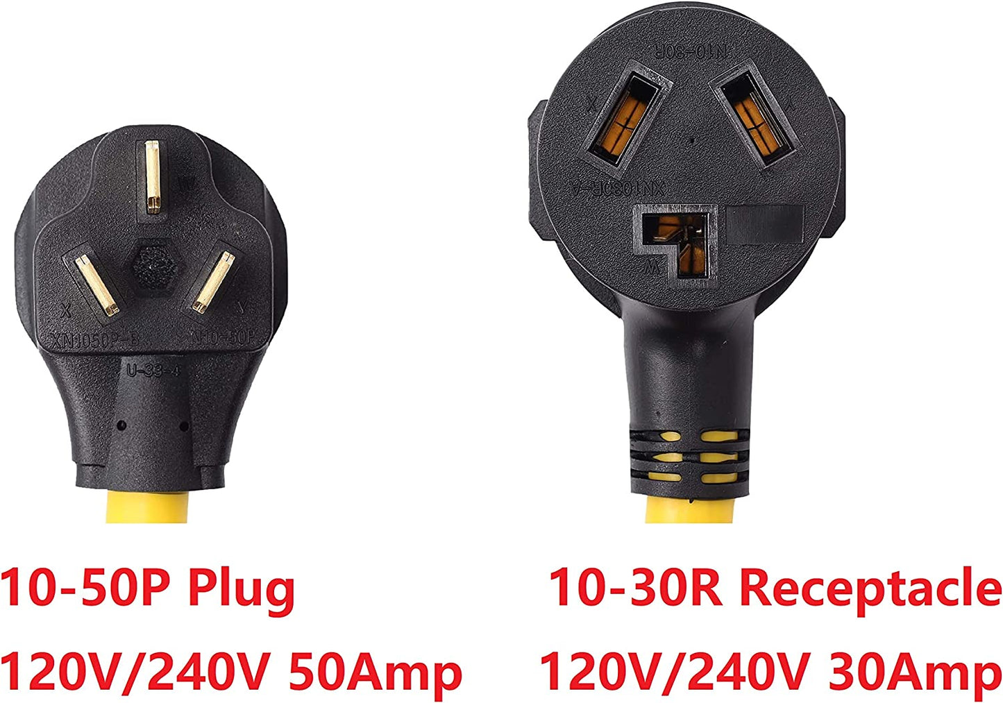 ONETAK NEMA 10-50P to 10-30R 120V/240V 30 Amp 3 Prong Male Plug to 3 Prong Female Receptacle Dryer Power Cord Adapter