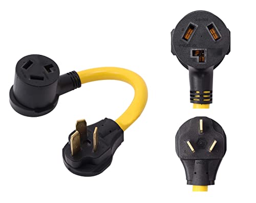 ONETAK NEMA 10-50P to 10-30R 120V/240V 30 Amp 3 Prong Male Plug to 3 Prong Female Receptacle Dryer Power Cord Adapter