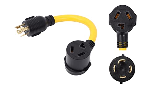 ONETAK NEMA L14-30P to 10-30R 240V 30 Amp 4 Prong Twist Lock Male Plug to 3 Prong Female Outlet Receptacle Generator Welder Dryer Power Cord Adapter
