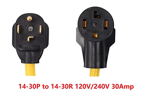 ONETAK 15FT NEMA 14-30 14-30P to 14-30R 120V/240V 30 Amp 4 Prong Dryer Extension Cord Dryer Welder EV Charger Generator Power Cord