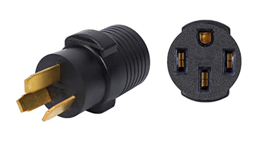 ONETAK NEMA 10-50P to 14-50R 120V/240V Compact 50 Amp 3 Prong Male Plug to 50 Amp 4 Prong Female Receptacle Generator RV Welder Dryer Power Cord Adapter Connector