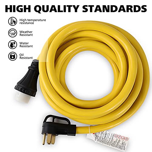 ONETAK 30FT 14-50P to SS2-50R 120V/240V 50 Amp Stow 4 Prong Male to 4 Prong Twist Lock Receptacle Generator RV Marine Shore Boat Power Extension Cord
