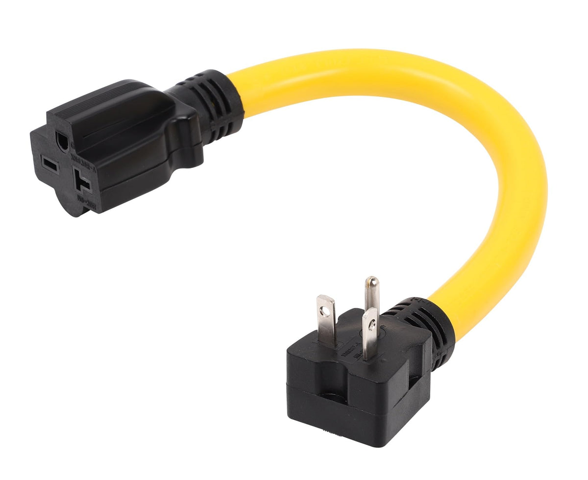 ONETAK NEMA Right Angle 5-20P to 6-15R 6-20R 120V 20 Amp 3 Prong Male Plug to 3 Prong Female Receptacle Dryer Welder Power Cord Adapter