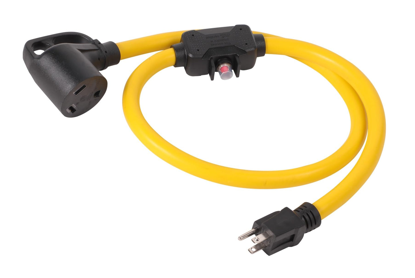 NEMA 5-15P to TT-30R 120V 15 Amp 4 FT with Overload Current Protector 3 Prong Plug to 3 Prong Female Receptacle Extension Cable Power Cord Adapter