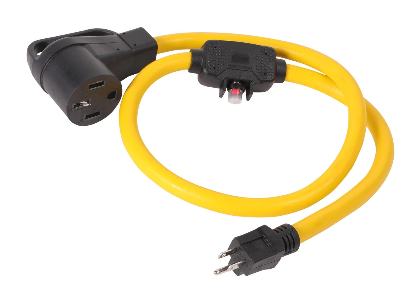 NEMA 5-15P to 14-50R 120V 15 Amp 4 FT with Overload Current Protector Two Hots Bridged 3 Prong Male Plug to 4 Prong Female Receptacle Power Cord Adapter