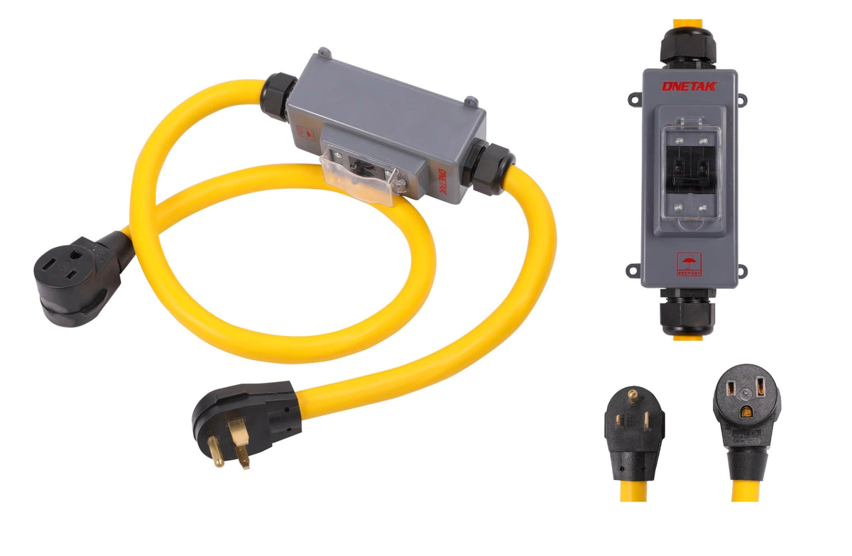 NEMA 6-50P to 6-50R 6 Feet Hydraulic Magnetic Circuit Breaker ON Off Switch Current Protector 240V 50 Amp 3 Prong Male Plug to 3 Prong Female Outlet Receptacle Extension Cable Power Cord Adapter