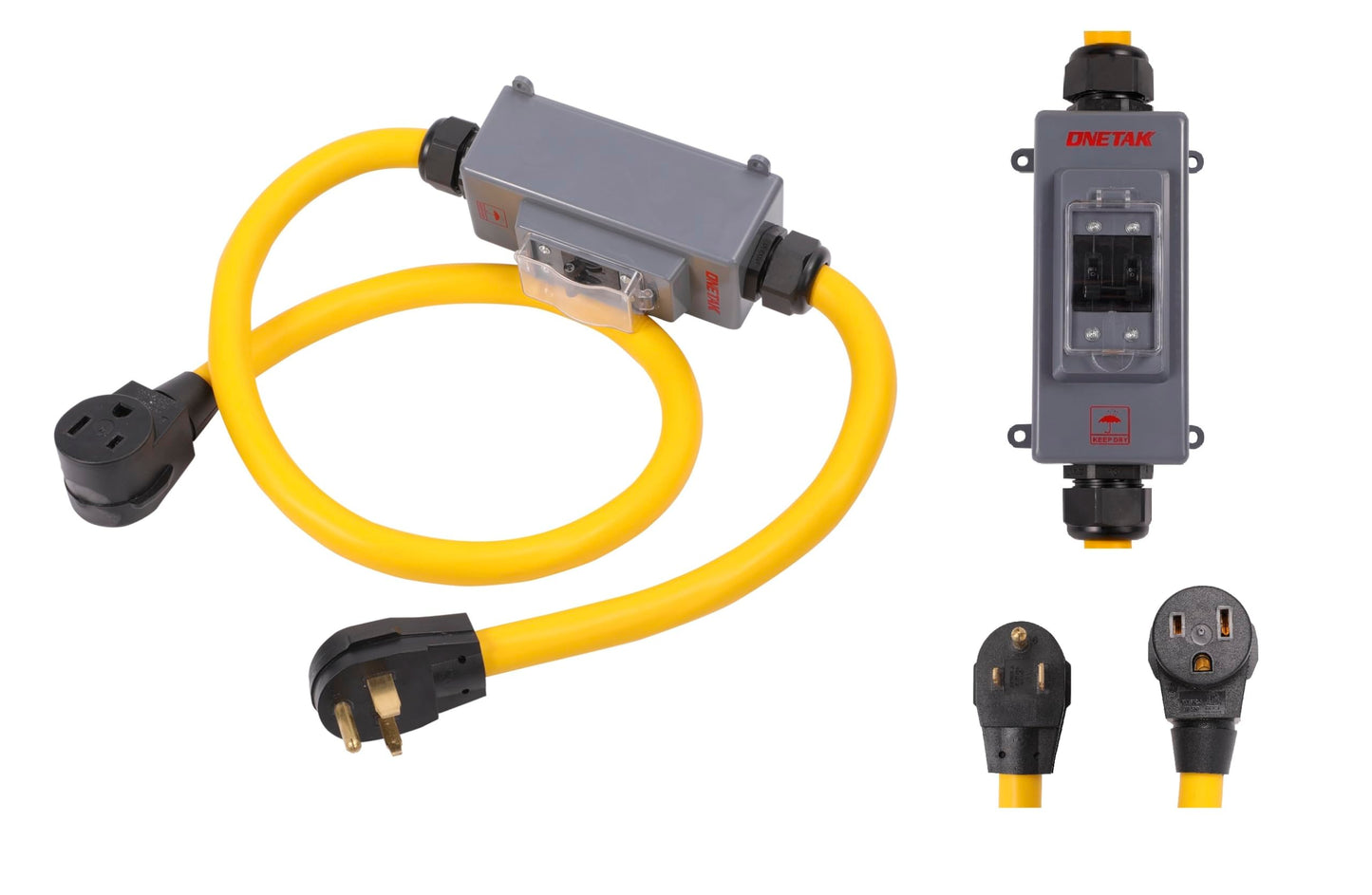 NEMA 6-50P to 6-50R 6 Feet Hydraulic Magnetic Circuit Breaker ON Off Switch Current Protector 240V 50 Amp 3 Prong Male Plug to 3 Prong Female Outlet Receptacle Extension Cable Power Cord Adapter