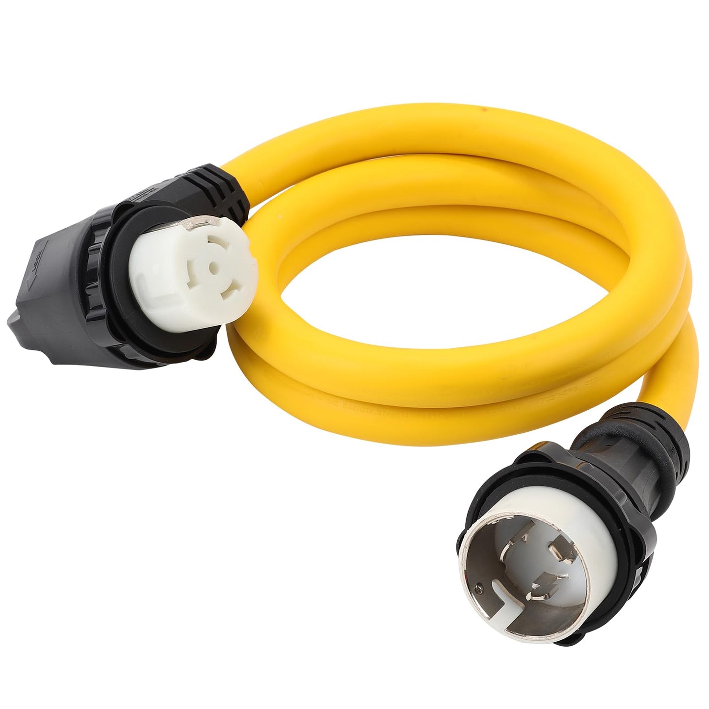 ONETAK SS2-50P to SS2-50R 6FT Right Angle 90 Degree 120V/240 50 Amp 4 Prong Male to 4 Prong Twist Lock Receptacle Generator RV Marine Shore Boat Extension Cable Power Cord Adapter