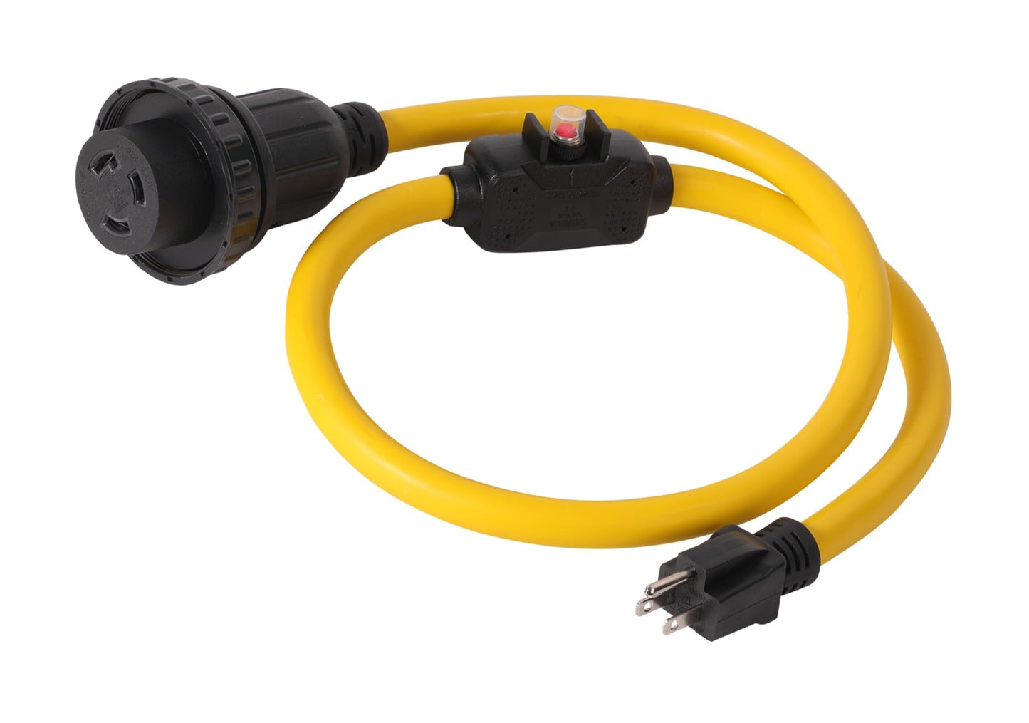 NEMA 5-15P to L5-30R 120V 15 Amp 4 FT with Overload Current Protector 3 Prong Plug to 3 Prong Female Receptacle Extension Cable Power Cord Adapter