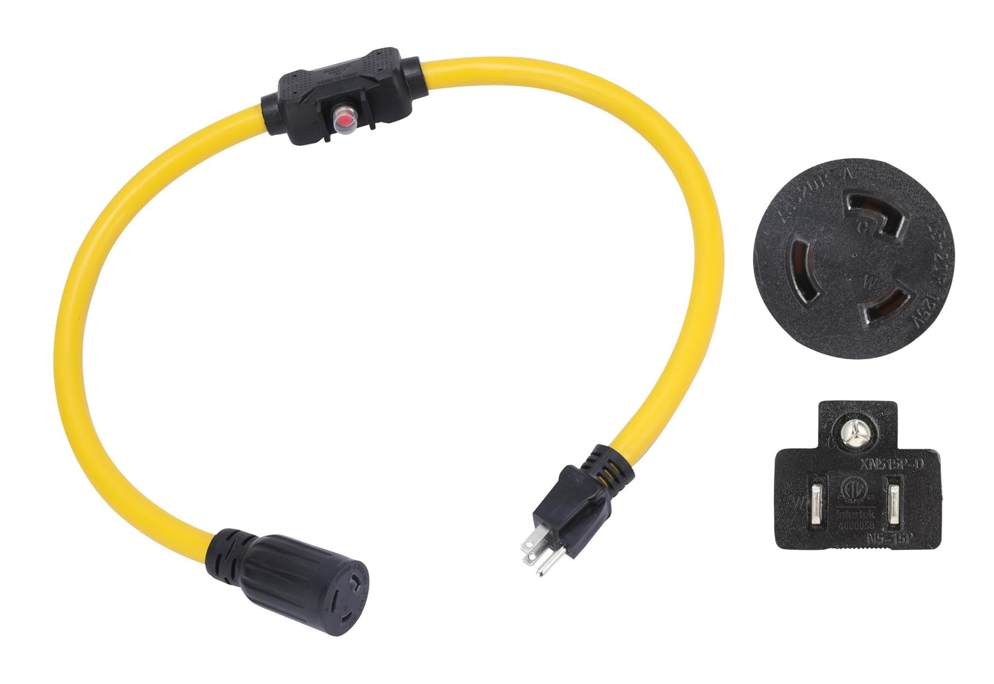 ONETAK NEMA 5-15P to L5-20R Power Cord Adapter 120V 15 Amp 3 Prong Male Plug to 3 Prong Twist Lock Female Receptacle with Current Protector for RV Camper Dryer Welder