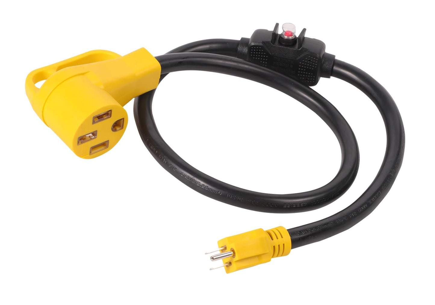 NEMA 5-15P to 14-50R 120V 15 Amp 4 FT with Overload Current Protector 3 Prong to 4 Prong Female Receptacle EV Charger Compatible with Tesla Extension Cable Power Cord Adapter