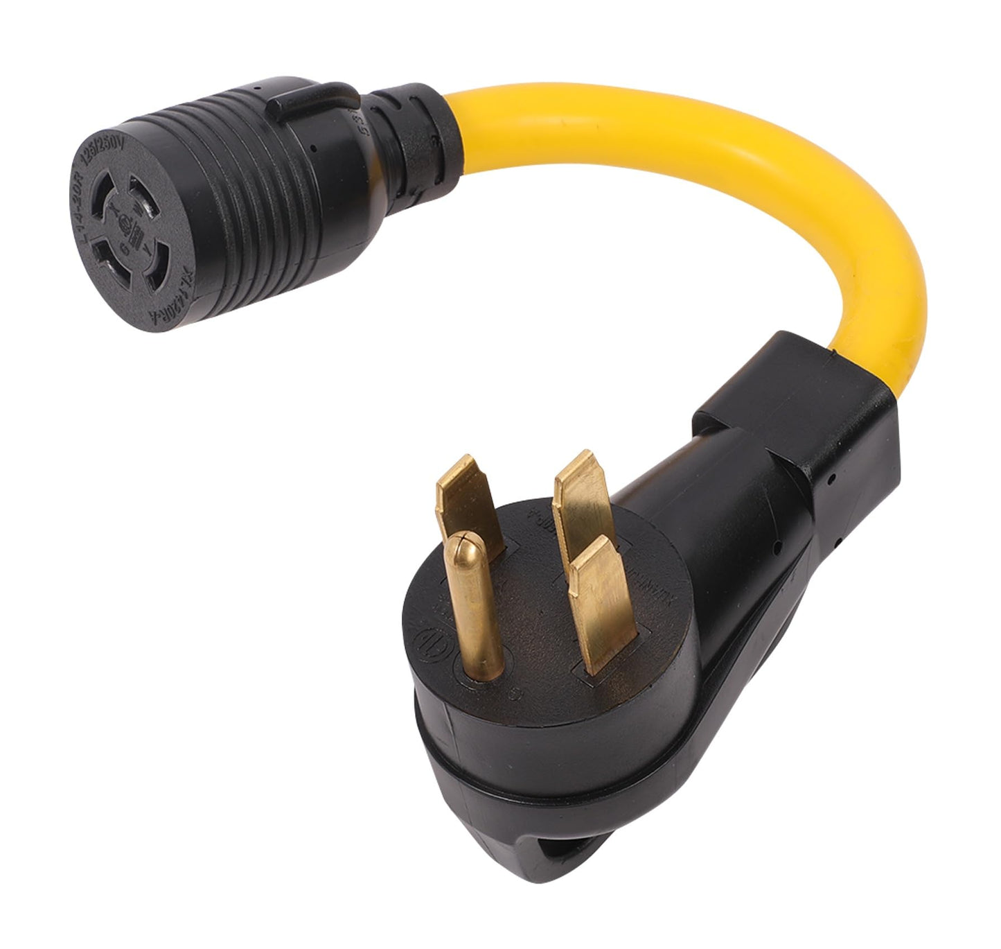 NEMA 14-50P to L14-20R 120V/240V 20Amp 4 Prong Plug Male to Twist Lock 4 Prong Female Receptacle RV Generator Power Cord Adapter
