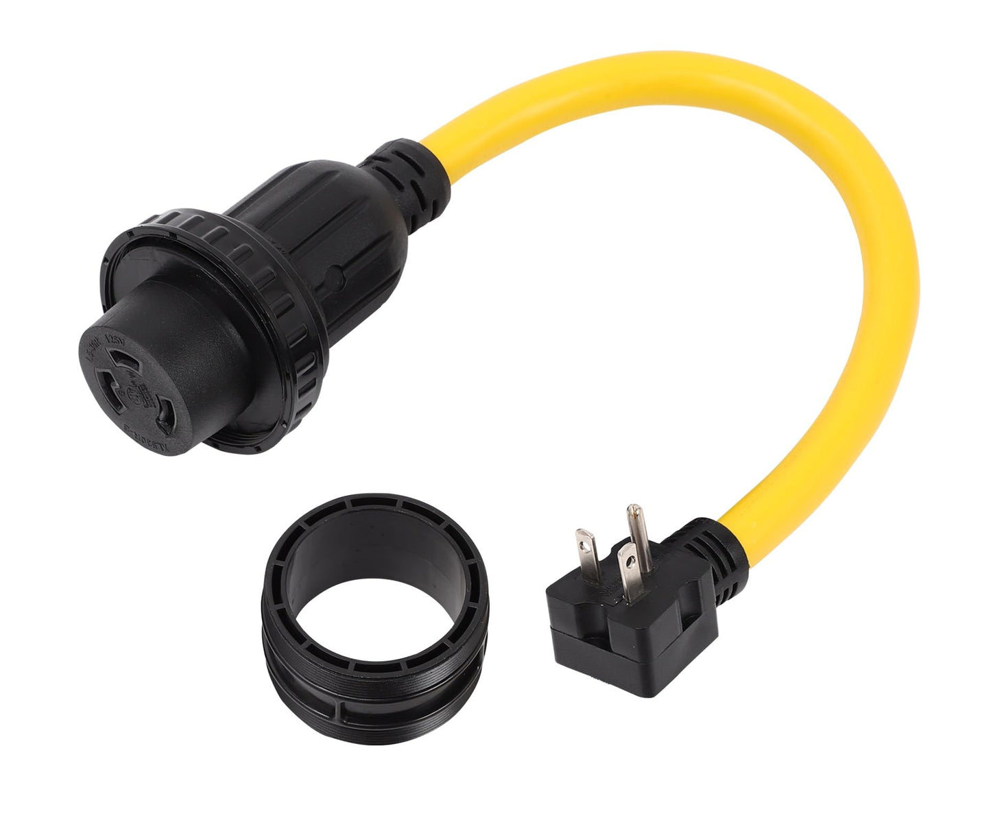 ONETAK NEMA Right Angle 5-20P to L5-30R 120V 20 Amp 3 Prong Male Plug to 3 Prong Female Receptacle Dryer Welder Power Cord Adapter