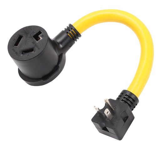 ONETAK NEMA Right Angle 5-20P to 10-30R 120V 20 Amp 3 Prong Male Plug to 3 Prong Female Receptacle Dryer Welder Power Cord Adapter