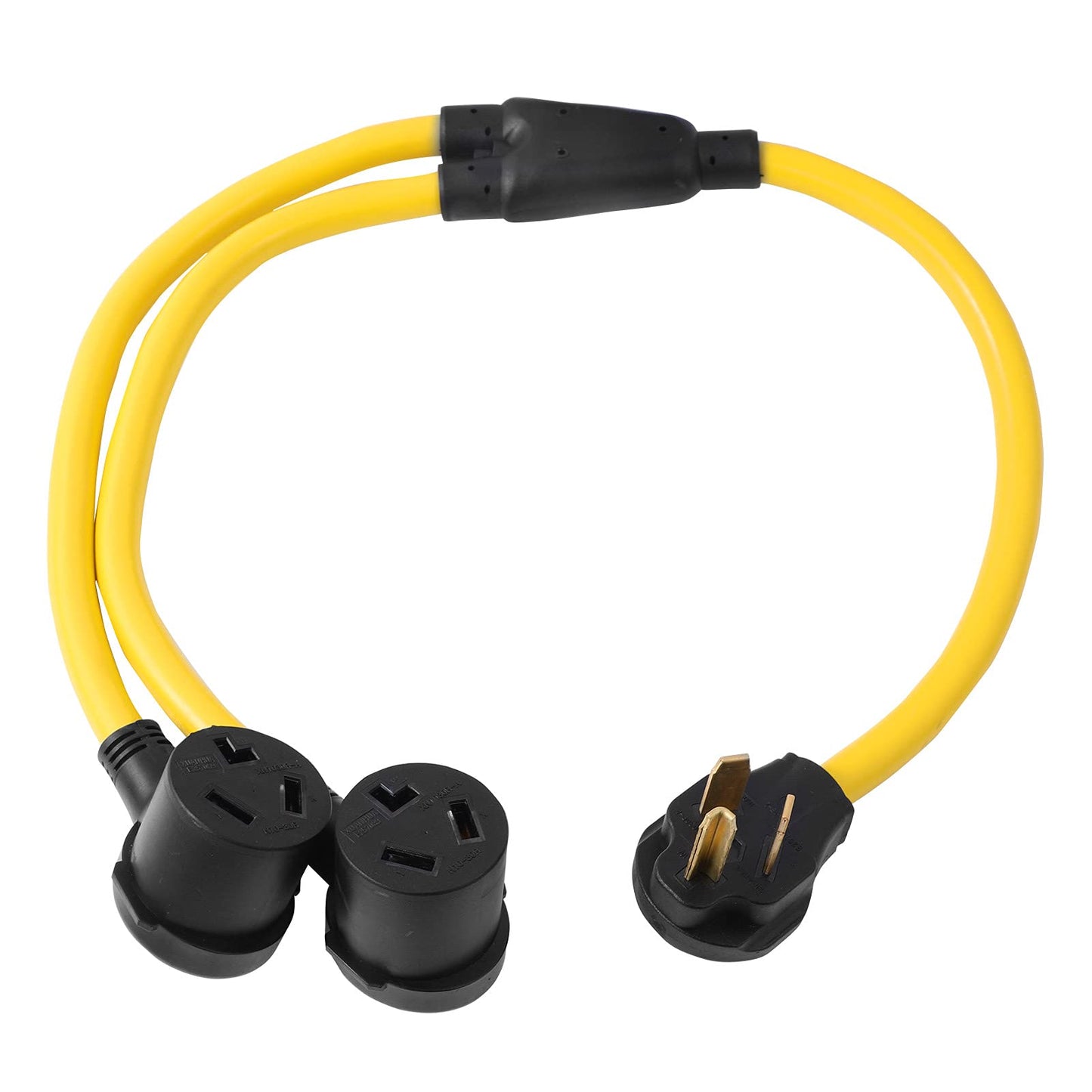 NEMA 10-30P to 2 Outlet 10-30R Y Splitter 3 Prong Male Plug Female Receptacle 120V/240V 30 Amp Welder Welding Dryer Power Cord Adapter Adaptor