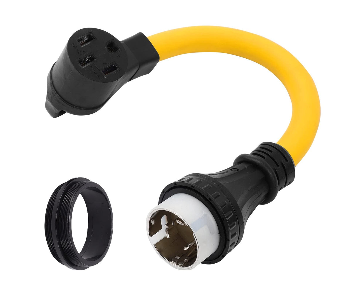 ONETAK NEMA SS2-50P to 14-50R 120V/240V 50 Amp Marine Shore Twist Lock Male Plug to 4 Prong Female Outlet Receptacle Generator Welder Dryer RV Power Cord Adapter