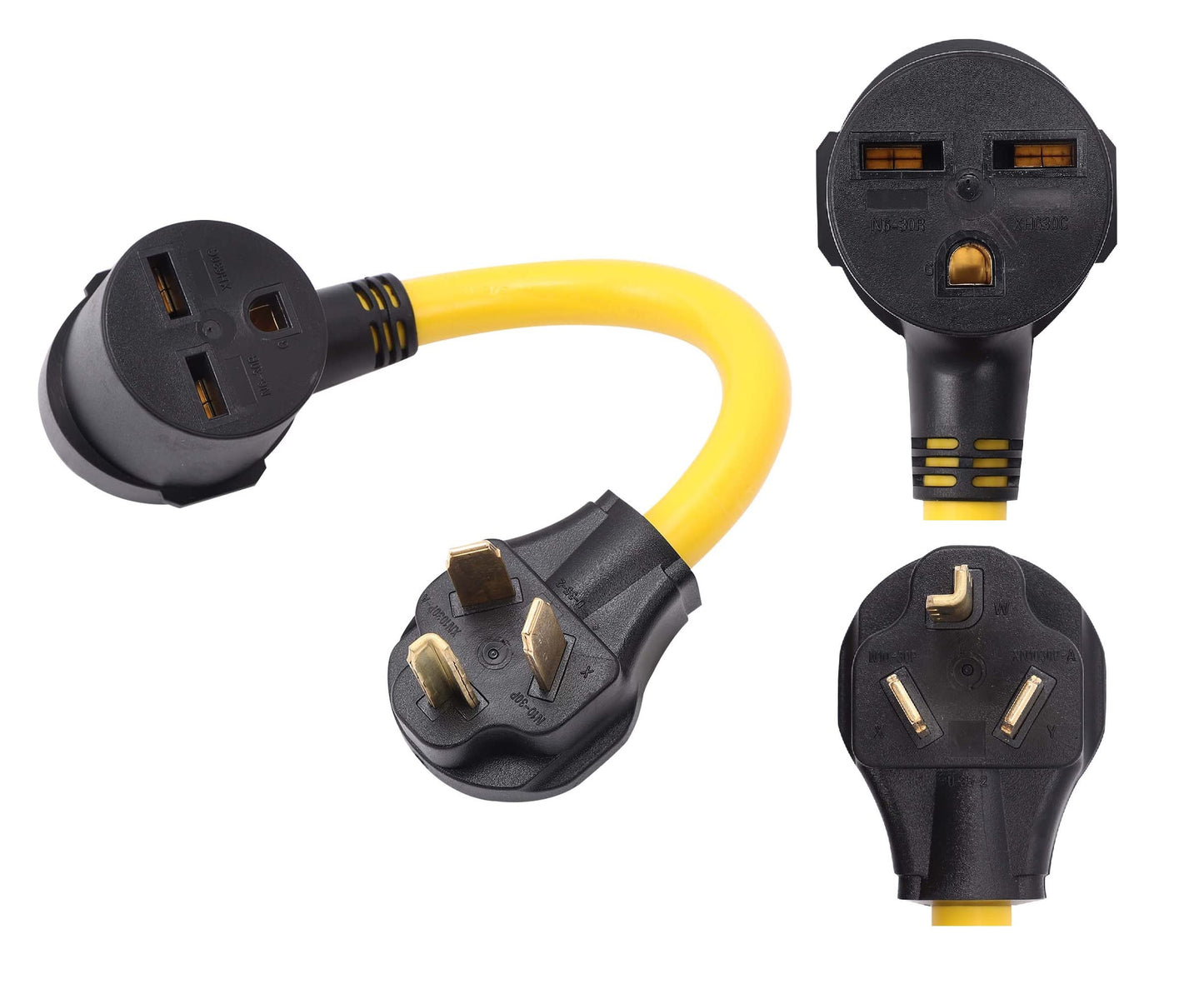 ONETAK NEMA 10-30P to 6-30R 240V 30 Amp 3 Prong Male Plug to 3 Prong Female Receptacle Dryer EV Charger Power Cord Adapter