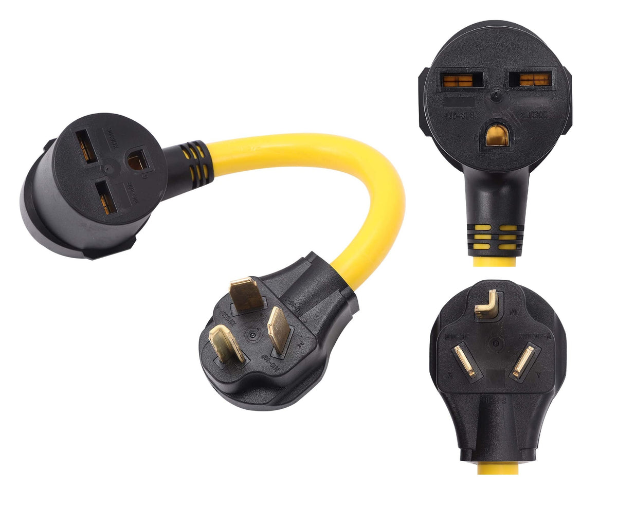 ONETAK NEMA 10-30P to 6-30R 240V 30 Amp 3 Prong Male Plug to 3 Prong Female Receptacle Dryer EV Charger Power Cord Adapter
