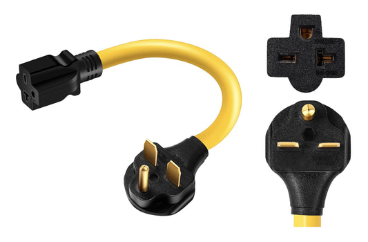 ONETAK NEMA 6-30P to 6-15R 6-20R ETL Listed 240V 30 Amp Prong Male Plug to 20 Amp 3 Prong Female Outlet Receptacle Generator Welder Dryer Power Cord Adapter
