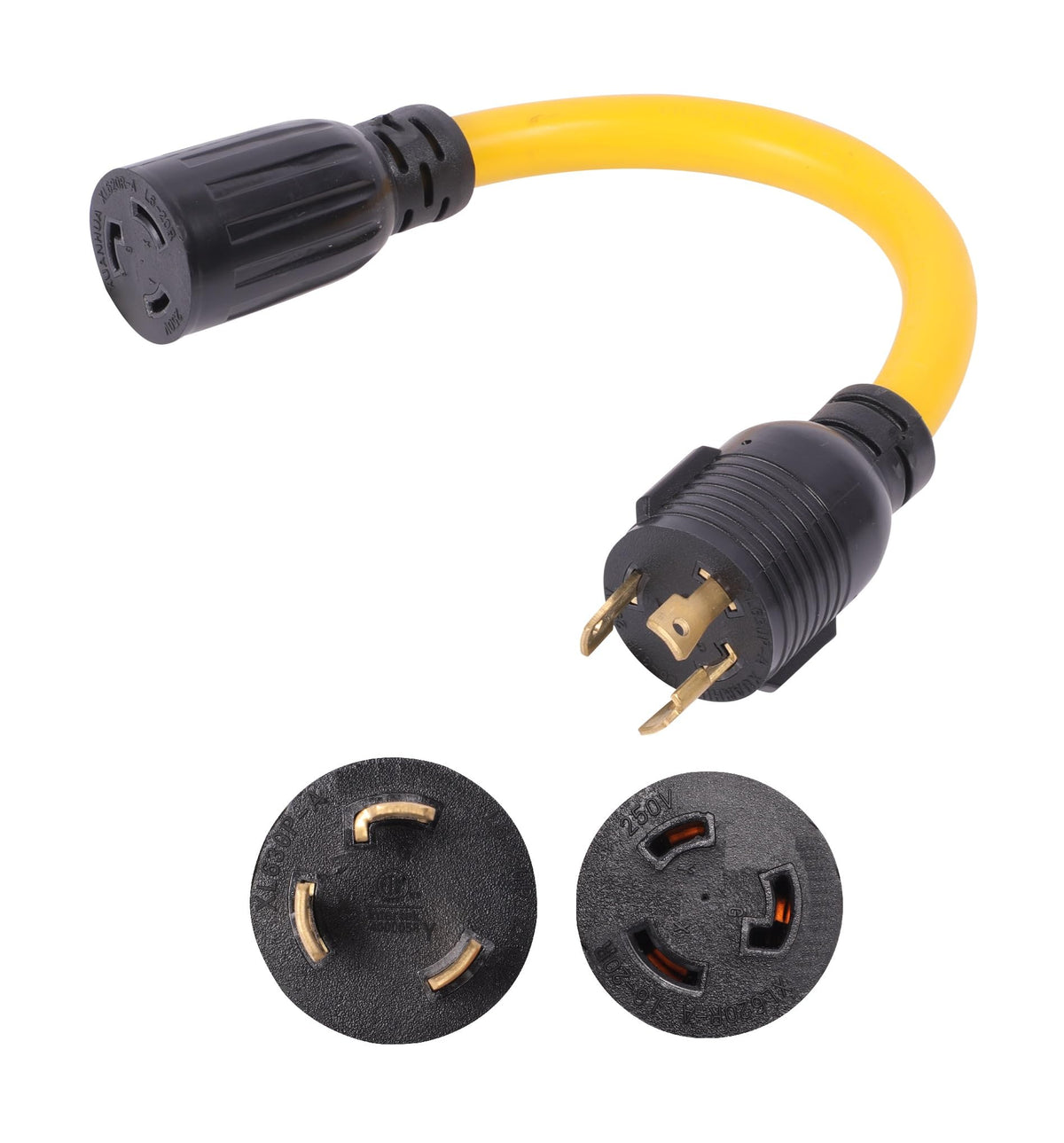 ONETAK NEMA L6-30P to L6-20R Power Cord Adapter, 240V 20 Amp, Twist Lock 3 Prong Male Plug to Female Outlet Receptacle for Generator, Welder, Dryer