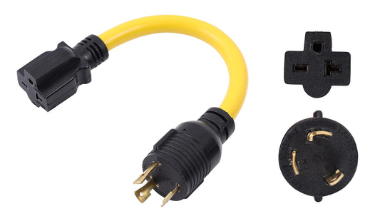ONETAK NEMA L6-30P to 6-15R 6-20R ETL Listed 240V 30 Amp Twist Lock 4 Prong Male Plug to 240V 20 Amp Twist Lock 3 Prong Female Receptacle Generator Welder Dryer EV Charger Power Cord Adapter Connector
