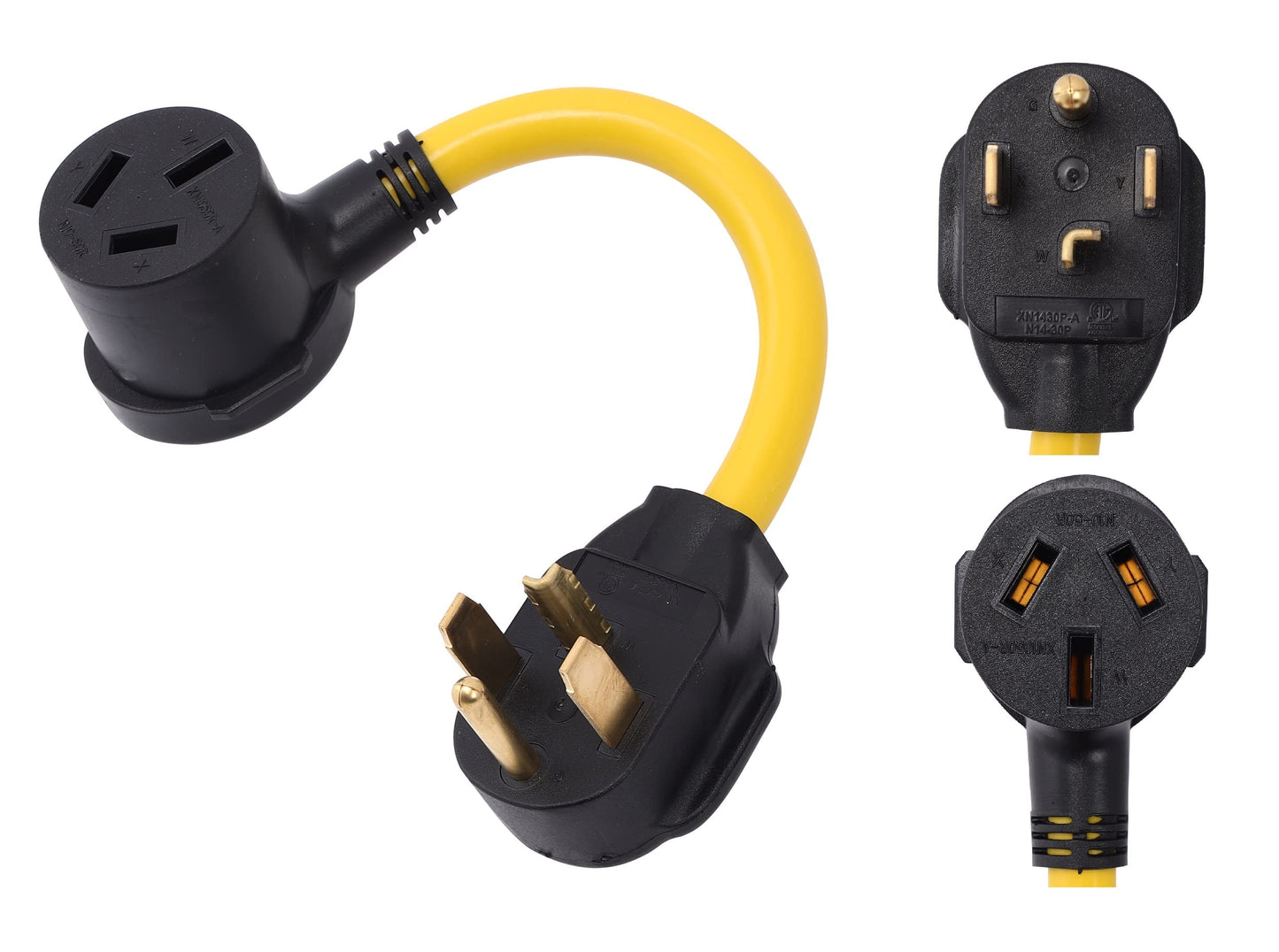 ONETAK NEMA 14-30P to 10-50R 120V/240V 30 Amp 4 Prong Male Plug to 50 Amp 3 Prong Female Outlet Receptacle Generator Welder Dryer Power Cord Adapter