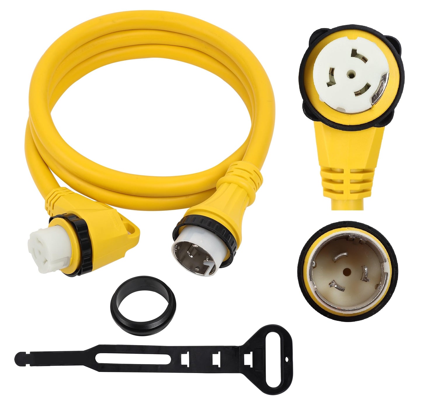 ONETAK SS2-50P to SS2-50R 9FT Right Angle 90 Degree 120V/240 50 Amp Male to Twist Lock Receptacle Generator RV Marine Shore Boat Extension Cable Power Cord Adapter