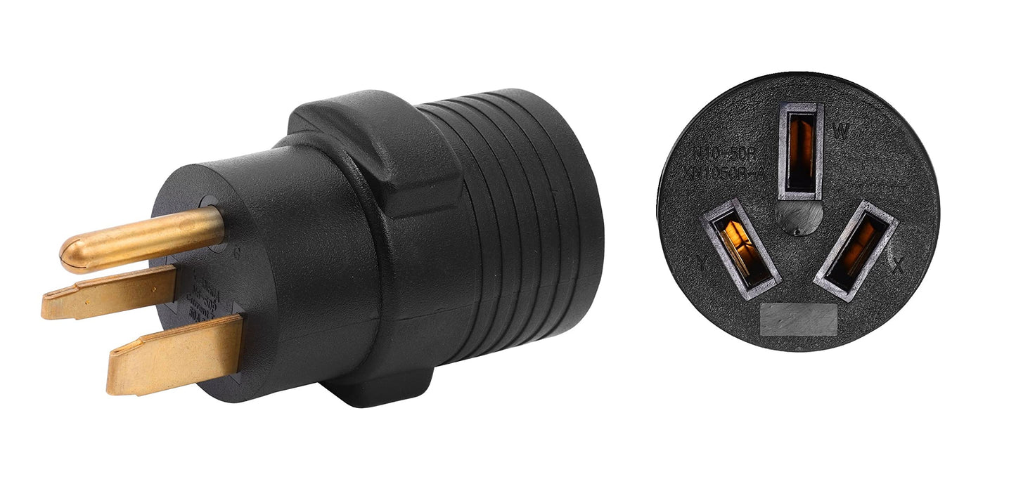 ONETAK NEMA 6-50P to 10-50R Compact 240V 50 Amp 3 Prong Male Plug to 50 Amp 3 Prong Female Receptacle Generator Dryer Power Cord Adapter Connector
