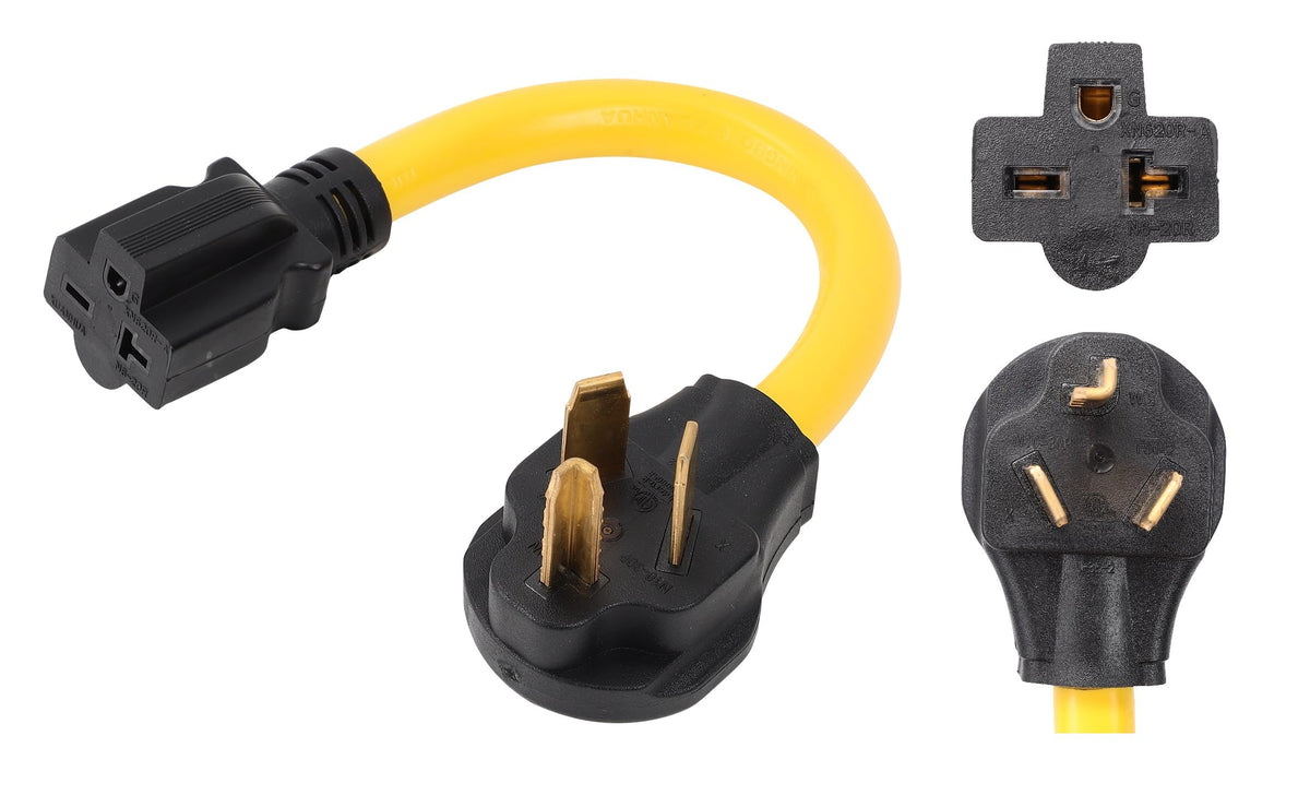 ONETAK NEMA 10-30P to 6-15R 6-20R 240V 30 Amp Prong Male Plug to 20 Amp 3 Prong Female Outlet Receptacle Generator Welder Dryer EV Charger Power Cord Adapter