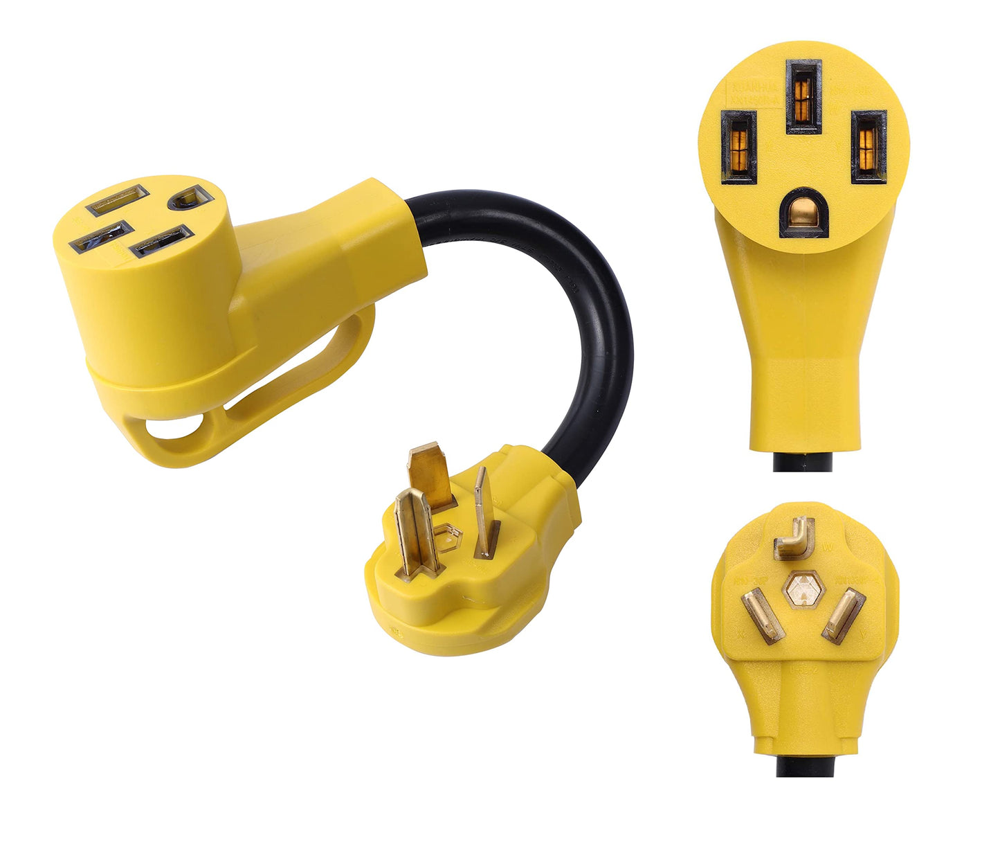 ONETAK NEMA 10-30P to 14-50R Adapter, 240V 30 Amp, 3 Prong Dryer Male Plug to 4 Prong Generator Female Receptacle, Compatible with Tesla Gen 2 EV Charger Power Cord