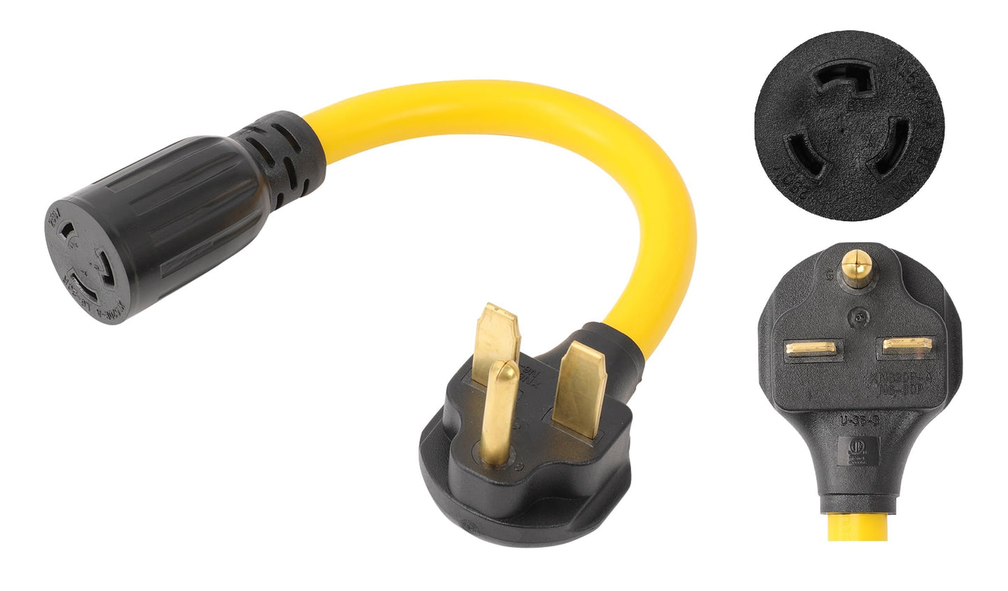 ONETAK NEMA 6-30P to L6-20R 240V 20 Amp 3 Prong Male Plug to Twist Lock 3 Prong Female Outlet Receptacle Generator Welder Dryer EV Charger Power Cord Adapter