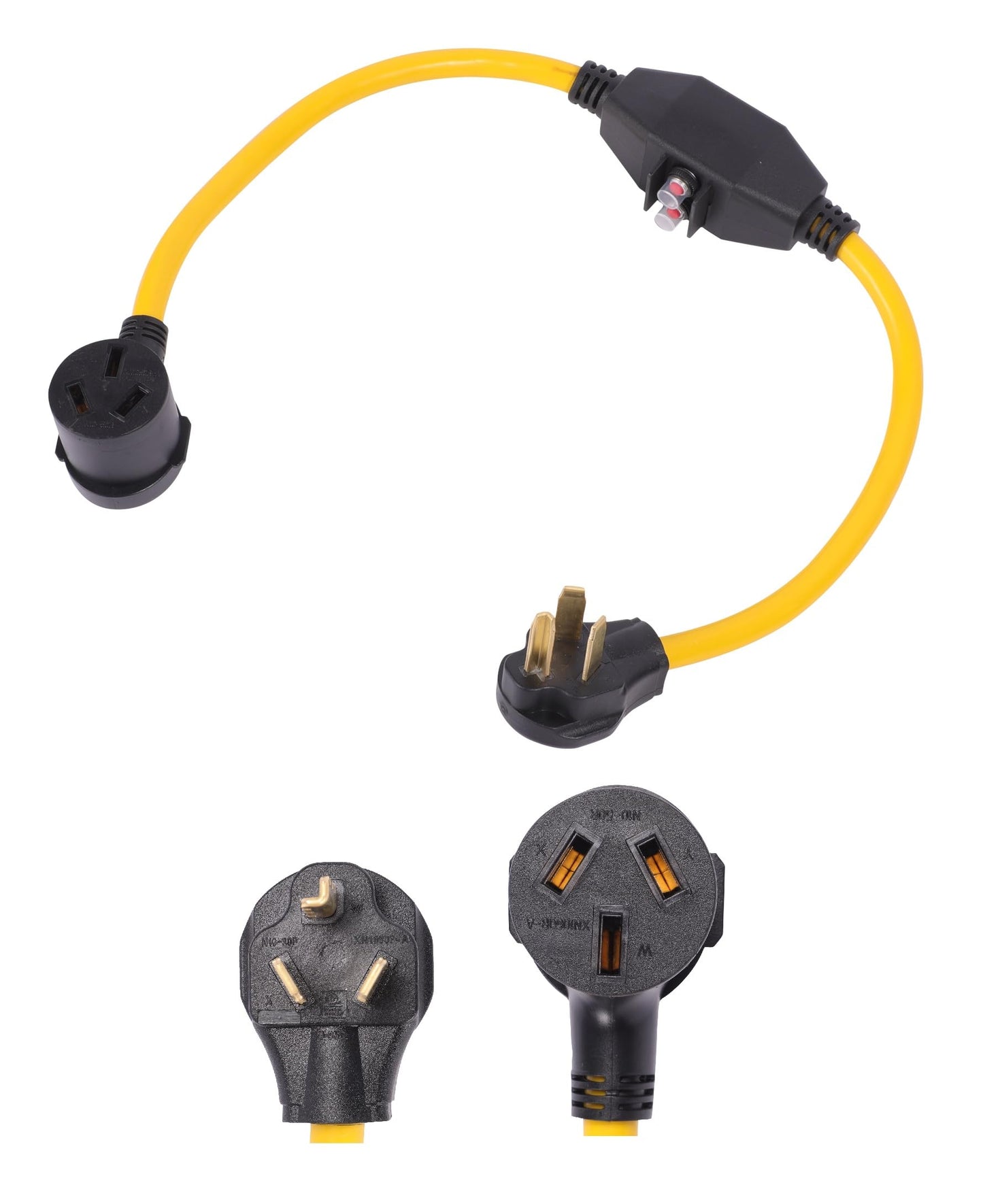 ONETAK NEMA 10-30P to 10-50R 3FT with Overload Current Protector 120V/240V 30A 3 Prong Plug Male to 3 Prong Receptacle Female for Generator Welder Dryer Power Cord Adapter