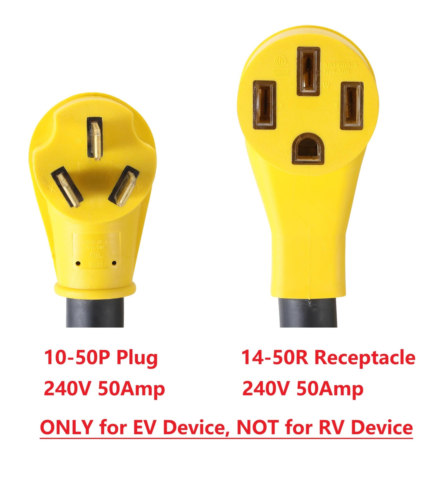 NEMA 10-50P to 14-50R 4 Feet Hydraulic Magnetic ON Off Switch Current Protector 240V 50 Amp 3 Prong Male Plug to 3 Prong Outlet Extension Cable EV Charger Compatible with Tesla Power Cord Adapter
