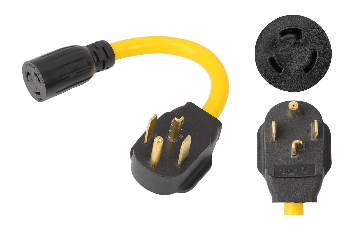 ONETAK NEMA 14-30P to L6-20R 240V 20 Amp 4 Prong Male Plug to Twist Lock 3 Prong Female Outlet Receptacle Generator Welder Dryer EV Charger Power Cord Adapter