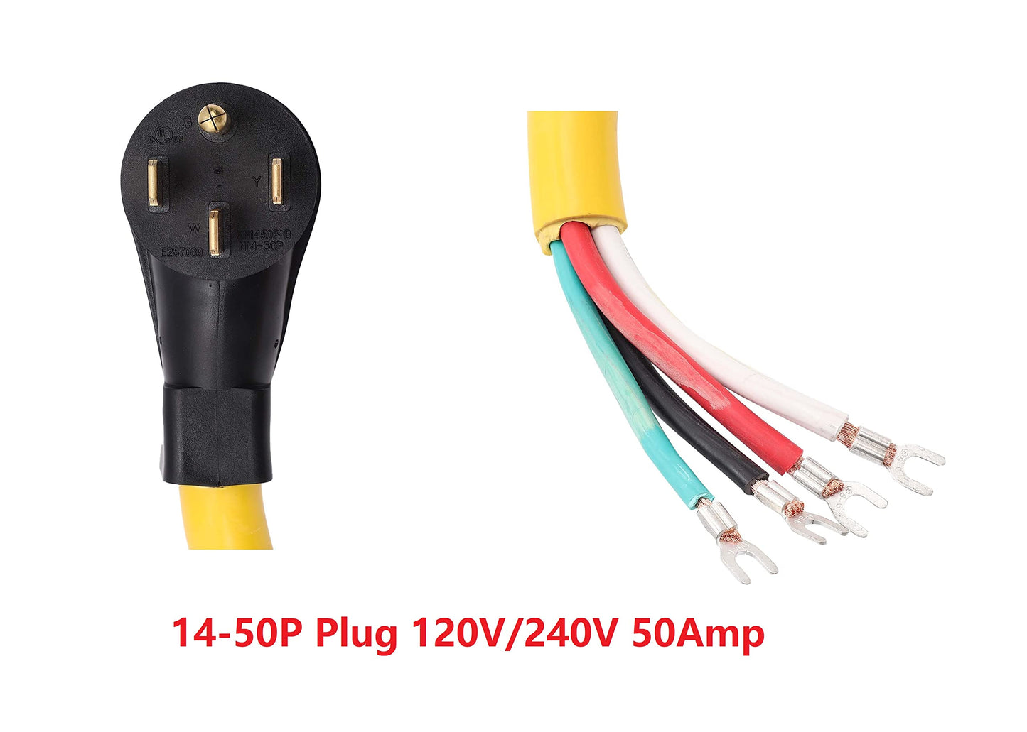 ONETAK 14-50 14-50P 4 Prong 3 Feet 6 AWG 120V/240V 50 Amp Generator RV Dryer Cable Cord