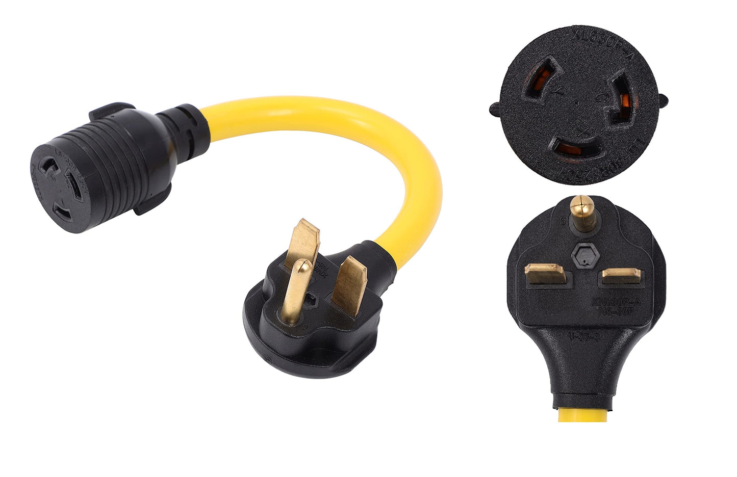 ONETAK NEMA 6-30P to L6-30R 240V 30 Amp 3 Prong Male Plug to Twist Lock 3 Prong Female Outlet Receptacle Generator Welder Dryer EV Charger Power Cord Adapter
