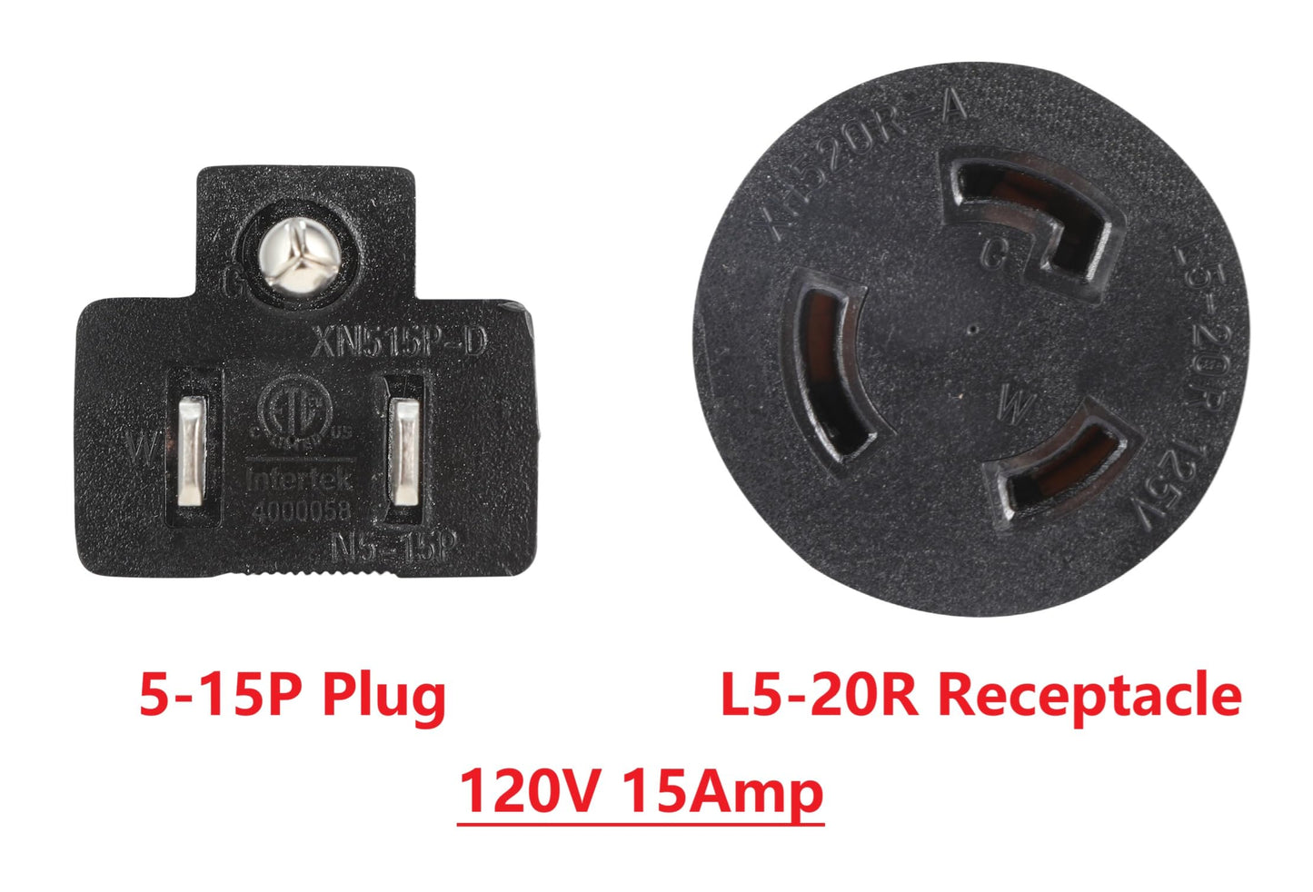 ONETAK NEMA 5-15P to L5-20R Power Cord Adapter 120V 15 Amp 3 Prong Male Plug to 3 Prong Twist Lock Female Receptacle with Current Protector for RV Camper Dryer Welder