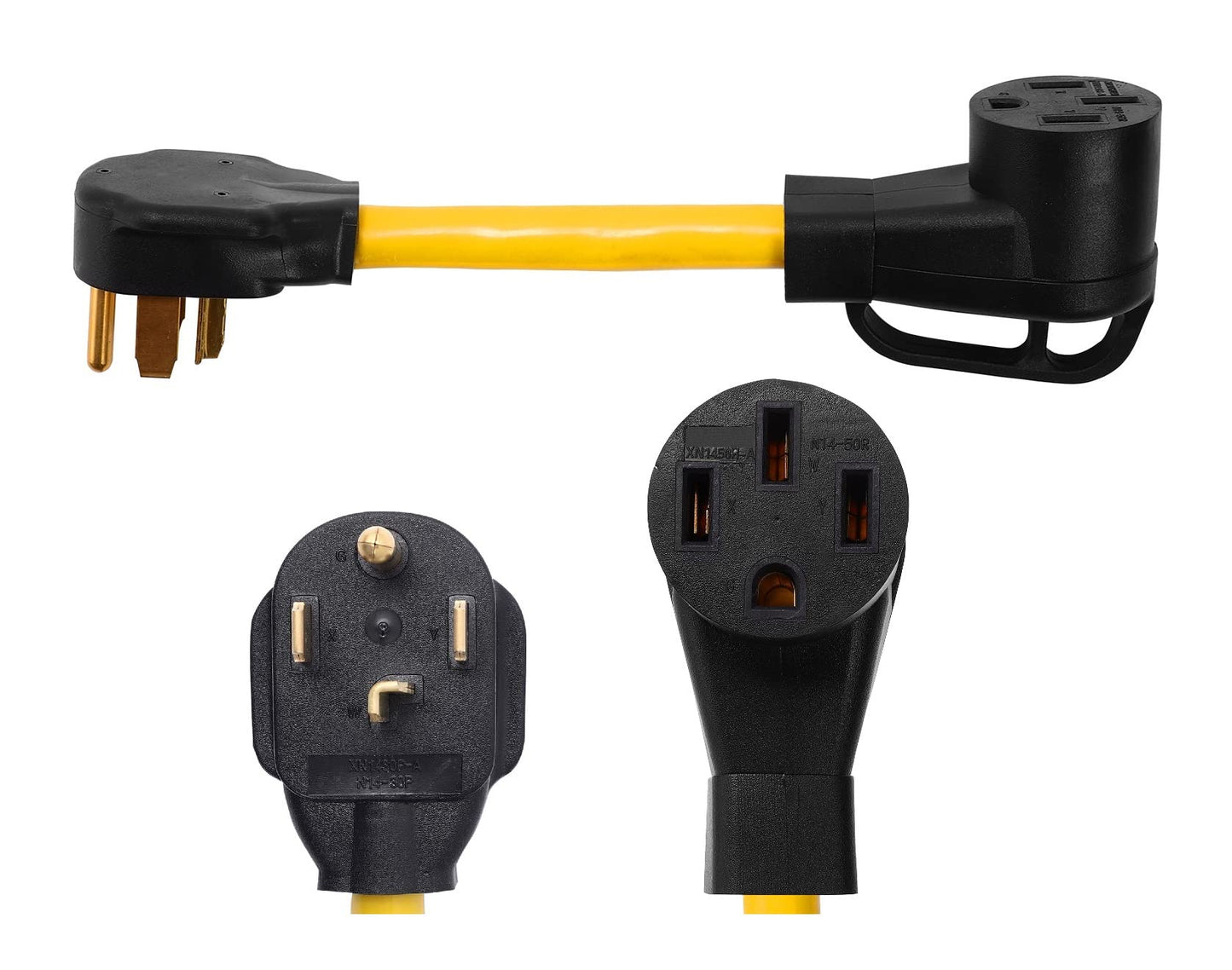 ONETAK NEMA 14-30P to 14-50R Power Cord Adapter, 30 Amp 4 Prong Plug to 50 Amp 4 Prong Female Receptacle, 120V/240V, Compatible with Tesla, Generator, Welder, Dryer, RV