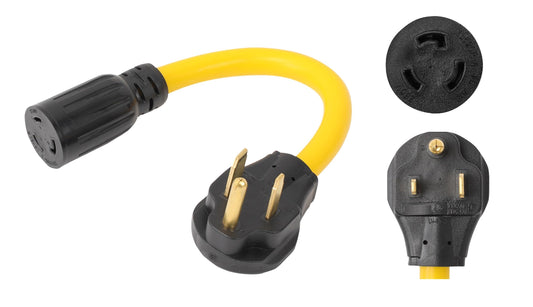 ONETAK NEMA 6-50P to L6-20R ETL Listed 240V 20 Amp 3 Prong Male Plug to Twist Lock 3 Prong Female Outlet Receptacle Generator Welder Dryer EV Charger Power Cord Adapter
