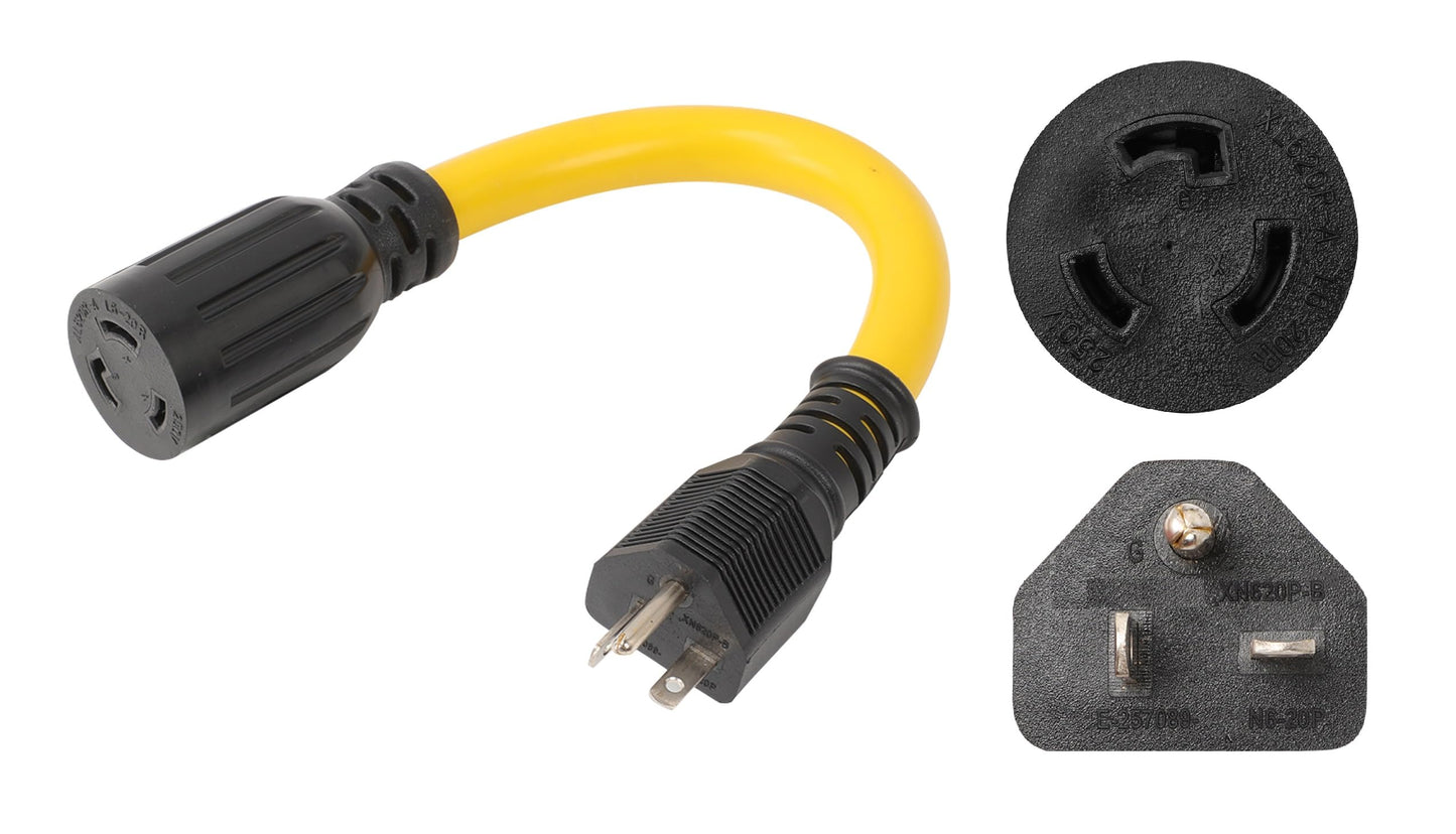 ONETAK NEMA 6-20P to L6-20R 240V 20 Amp 3 Prong Male Plug to Twist Lock 3 Prong Female Outlet Receptacle Generator Welder Dryer EV Charger Power Cord Adapter