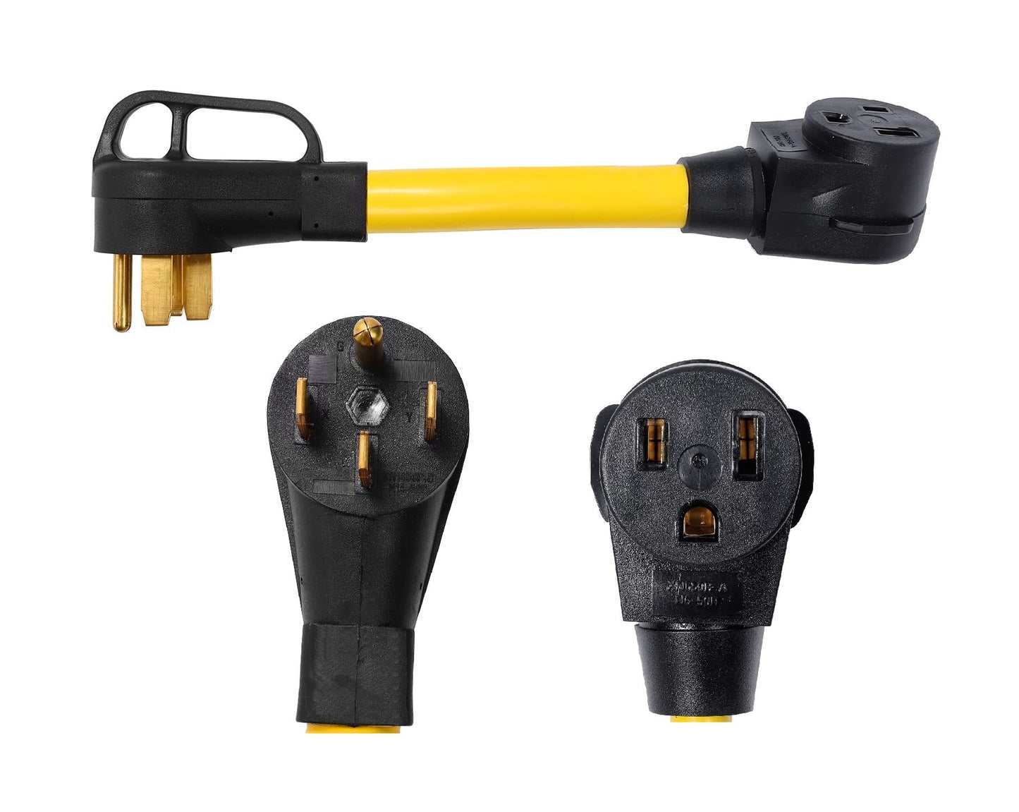 ONETAK NEMA 14-50P to 6-50R 240V 50 Amp 4 Prong Male Plug to 3 Prong Female Receptacle Generator Welder Dryer Power Cord Adapter Connector