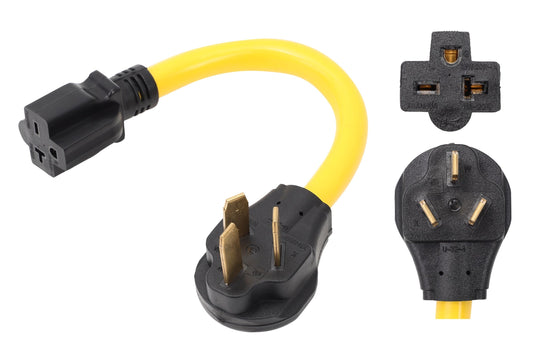 ONETAK NEMA 10-50P to 6-15R 6-20R ETL Listed 240V 30 Amp Prong Male Plug to 20 Amp 3 Prong Female Outlet Receptacle Generator Welder Dryer EV Charger Power Cord Adapter