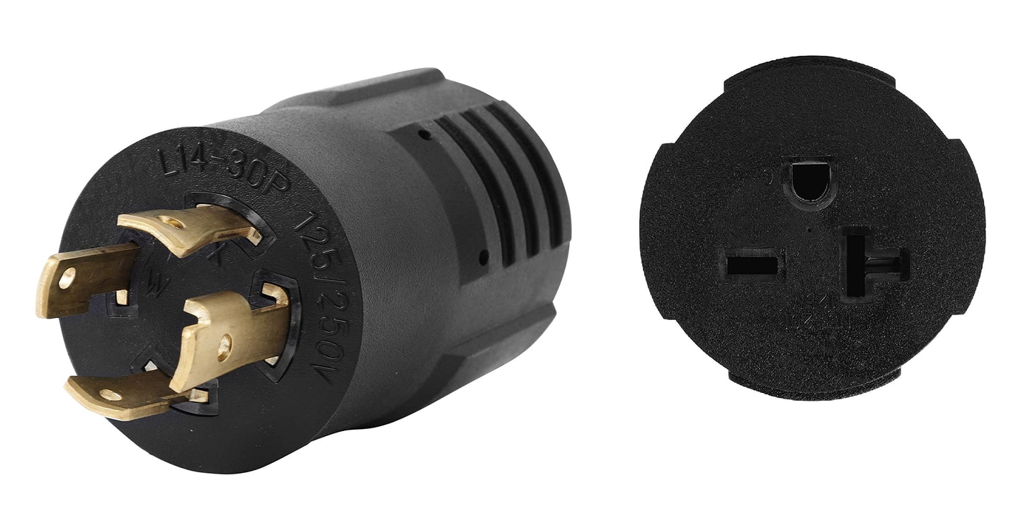 ONETAK NEMA L14-30P to 6-15R 6-20R Compact 240V 30 Amp Twist Lock 4 Prong Male Plug to 240V 20 Amp Twist Lock 3 Prong Female Receptacle Generator Welder Dryer EV Charger Power Cord Adapter Connector