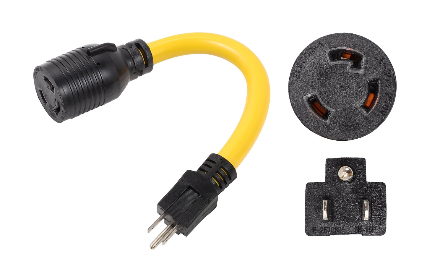 ONETAK NEMA 5-15P to L6-30R 120V 15 Amp 3 Prong Male Plug to Twist Lock 3 Prong Female Outlet Receptacle Generator Welder Dryer Extension Cable Power Cord Adapter