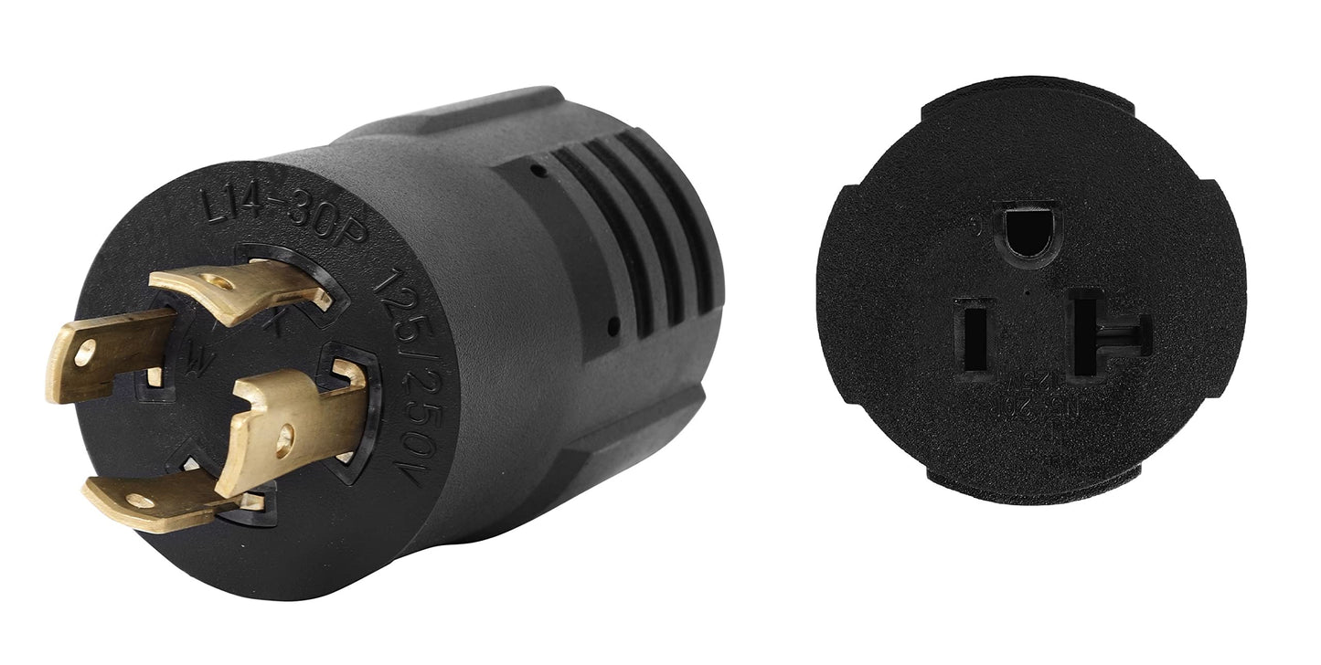 ONETAK NEMA L14-30P to 5-15R 5-20R Compact 120V/240V 30 Amp Twist Lock 4 Prong Male Plug to 120V 20 Amp 3 Prong Female Receptacle Generator Welder Dryer Power Cord Adapter
