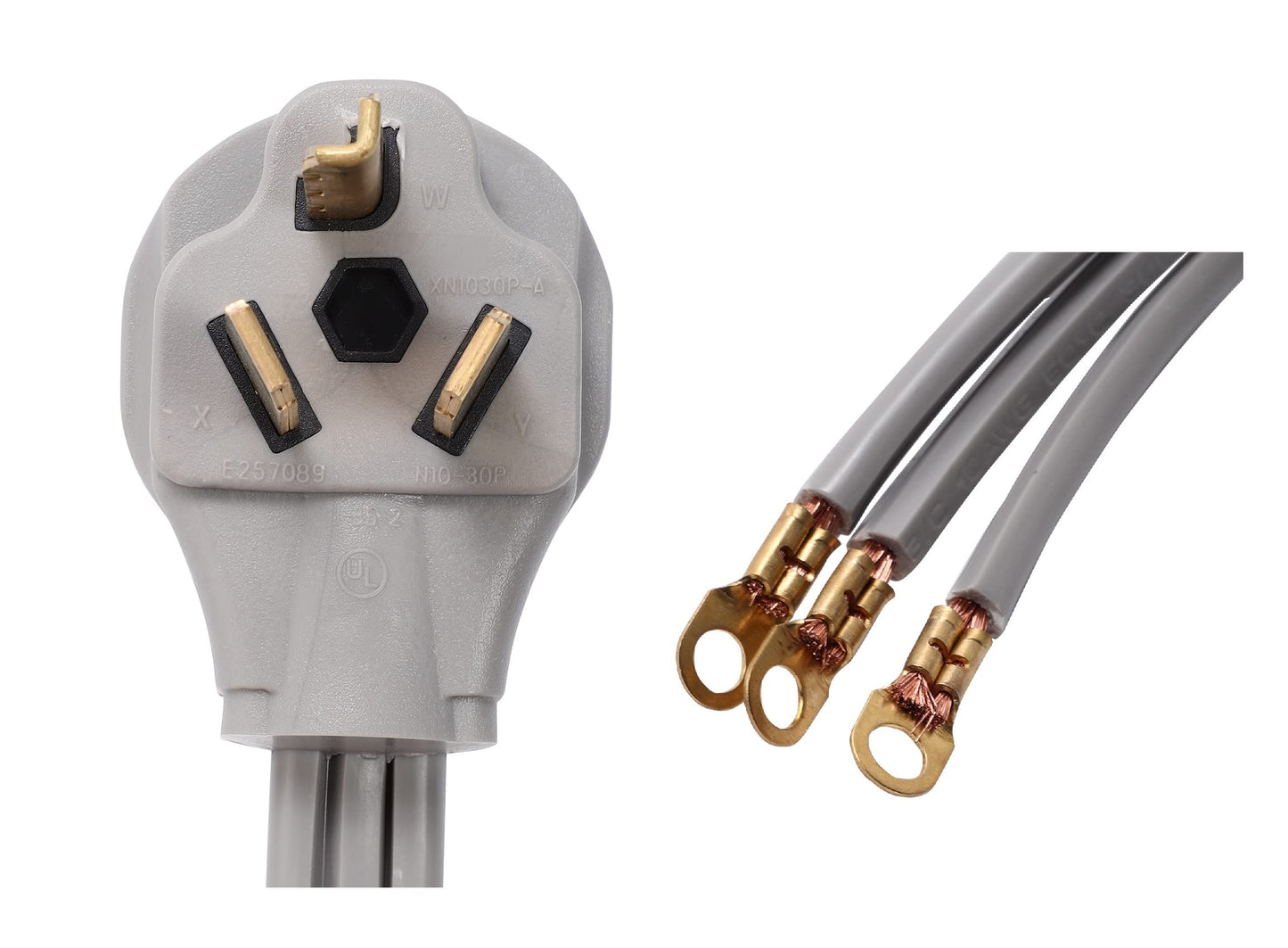 10-30 10-30P 10 Feet 3 Prong Dryer Cable Cord 10 AWG 120V/240V 30 Amp Dryer Cord