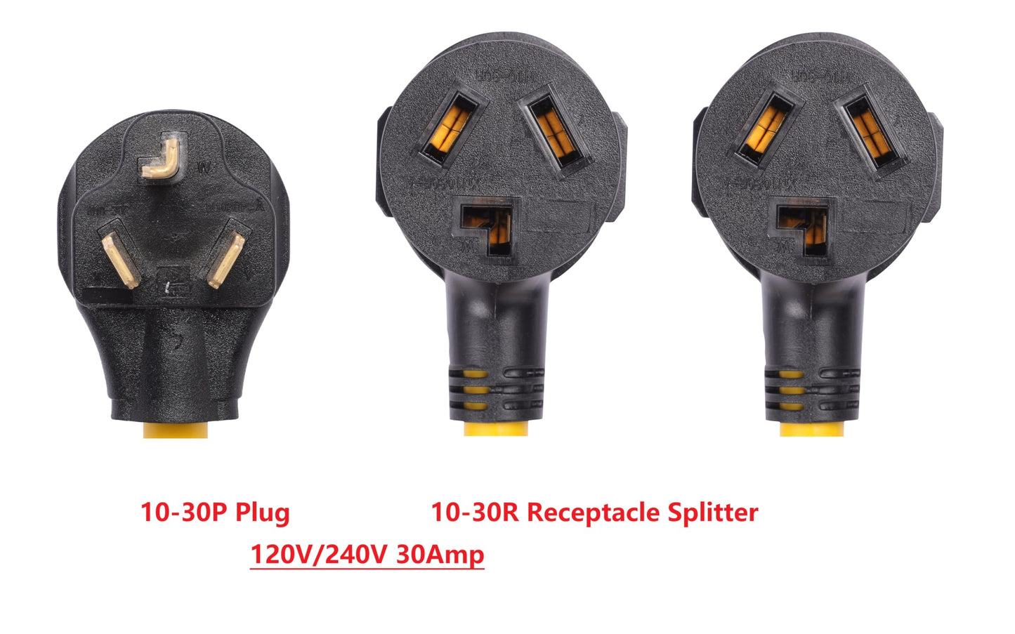 NEMA 10-30P to 2 Outlet 10-30R Y Splitter 3 Prong Male Plug Female Receptacle 120V/240V 30 Amp Welder Welding Dryer Power Cord Adapter Adaptor