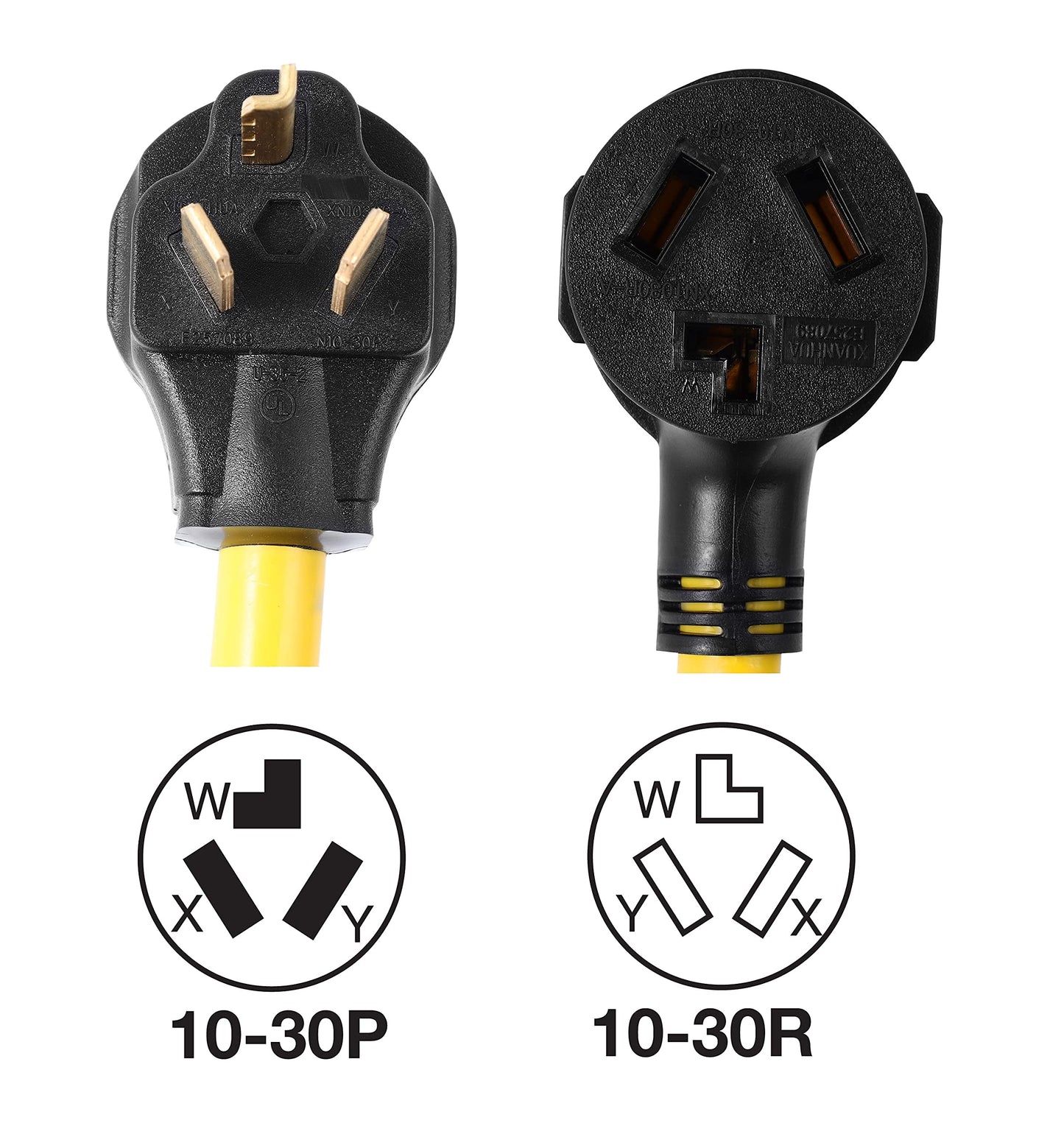 NEMA 10-30P to 2 Outlet 10-30R Y Splitter 3 Prong Male Plug Female Receptacle 120V/240V 30 Amp Welder Welding Dryer Power Cord Adapter Adaptor